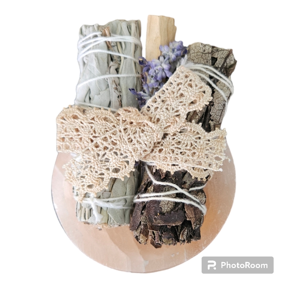 Peach Selenite Smudge Bowl Kit - Picture 5 of 5